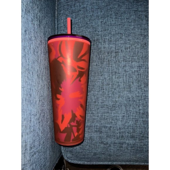 STARBUCKS 2022 SPRING RED FLORAL SOFT TOUCH COLD CUP TUMBLER VENTI 24 OZ - Picture 3 of 6
